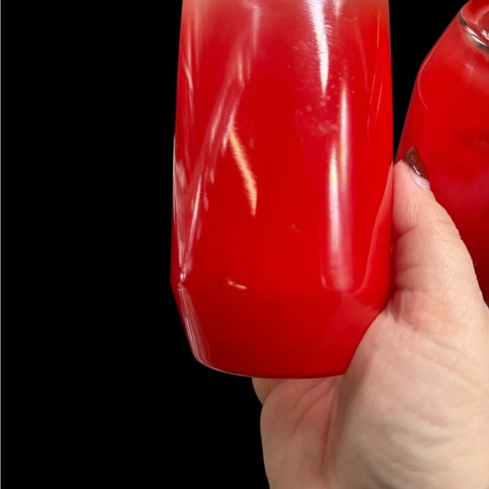 Blendo Red Tumbler Glasses Set of 4 Gold Rim Vintage Mid-Century Modern MCM - Picture 8 of 8